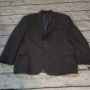 Chaps Ralph Lauren Red Blue Tan Wool Houndstooth Blazer 46 R